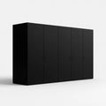 6-Door Wardrobe Armoire, 236 x 60 x 200 cm, Black Melamine-Faced Particleboard