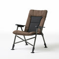 Outdoor Folding Reclining Garden Chair, 23.6 x 27.6 x 43.3 in, Brown and Black Polyester Fabric with Steel Frame