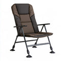 Outdoor Padded Folding Garden Chair with Adjustable Legs, Brown and Black Polyester and Steel, 58 x 68 x 105 cm