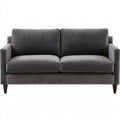 Gray Polyester Velvet Upholstered 2-Seat Loveseat Sofa, 57.5 x 32 x 34 in, Dark Brown Wood Legs