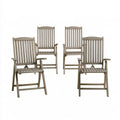 Set of 4 Folding Outdoor Wooden Armchairs, Gray, 22.8 x 24 x 42.9 in