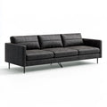 90 x 36 x 34 in Three-Seat Sofa with Black Polyurethane Upholstery and Steel Legs