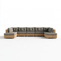 5-Piece Outdoor PE Rattan U-Shaped Sectional Sofa Set with Gray Polyester Cushions, 141.7 x 70.9 x 28.3 in