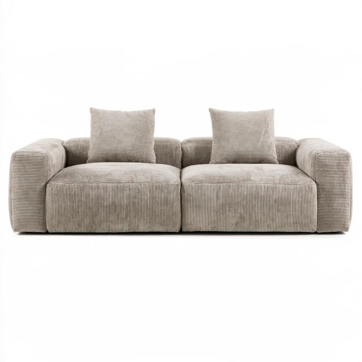 2-Seat Polyester Corduroy Upholstered Sofa, 90 x 40 x 30 in, Beige