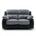 70 in 2-Seat Loveseat Sofa, Black PU Leather and Gray Polyester Upholstery