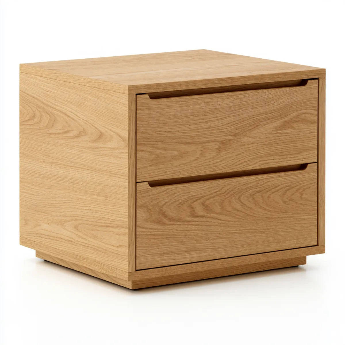 Natural Oak Veneer Engineered Wood 2-Drawer Nightstand, 20 x 16 x 20 in