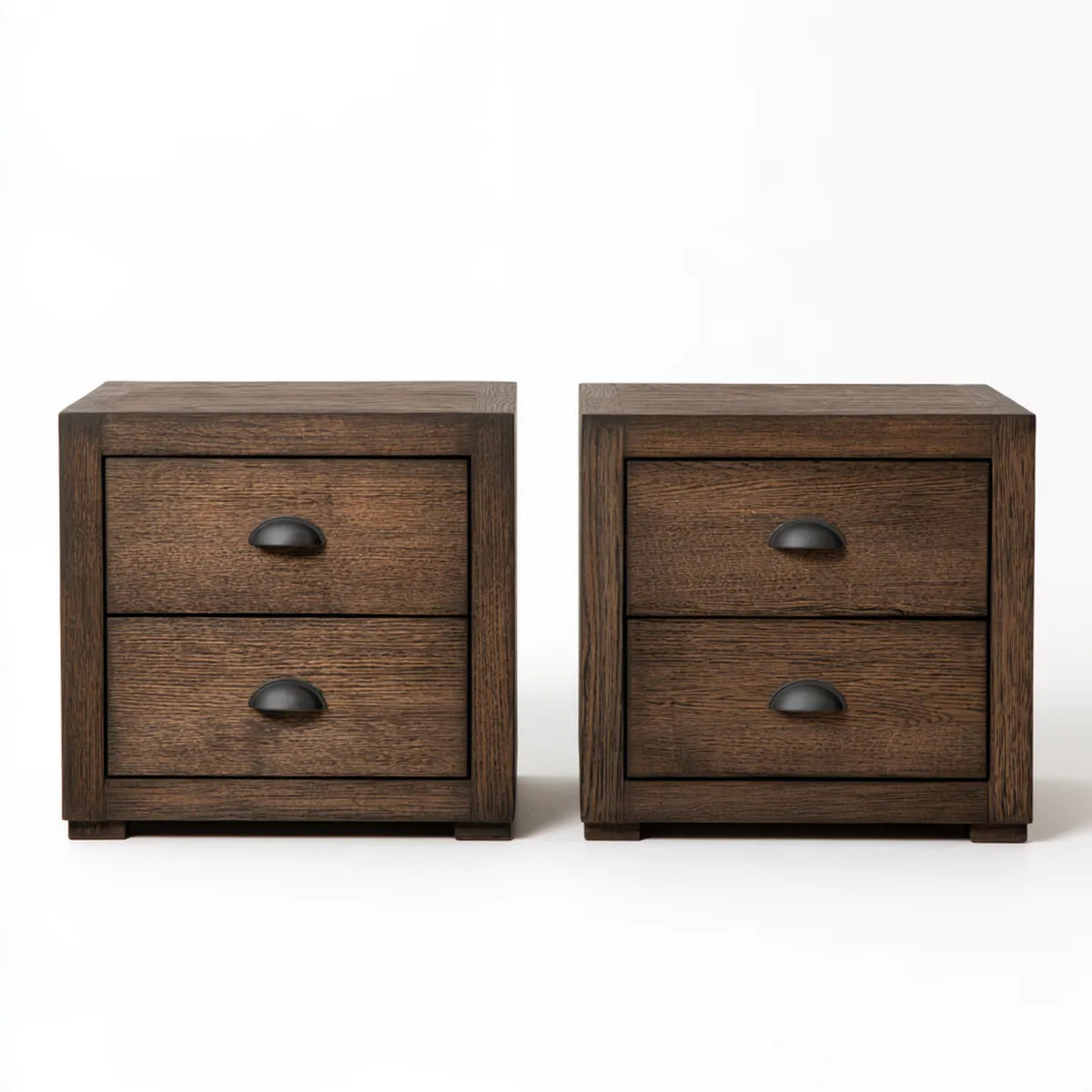 2-Piece Solid Wood Nightstand Set with 2 Drawers, 24 x 18 x 24 in, Dark Brown