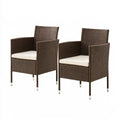 Outdoor Patio Dining Chairs Set of 2, 58 x 61 x 88 cm, Brown PE Rattan and Steel with Cream Cushions