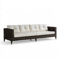 Outdoor 4-Seat Wicker Sofa with Cream Polyester Cushions, 94 x 35 x 33 in