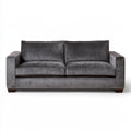 Gray Polyester Velvet 3-Seat Rectangular Sofa with Dark Brown Wood Legs, 78 in W x 35 in D x 34 in H